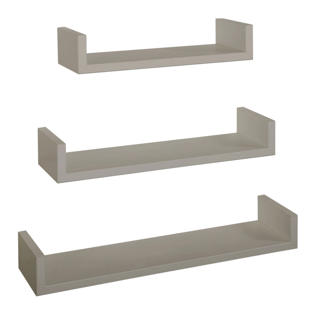 Set 3 Mensole da Parete 60-50-40x15,5x8 cm in Fibra di Legno Calamita Marrone Talpa