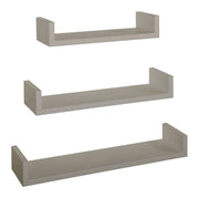 Set 3 Mensole da Parete 60-50-40x15,5x8 cm in Fibra di Legno Calamita Marrone Talpa