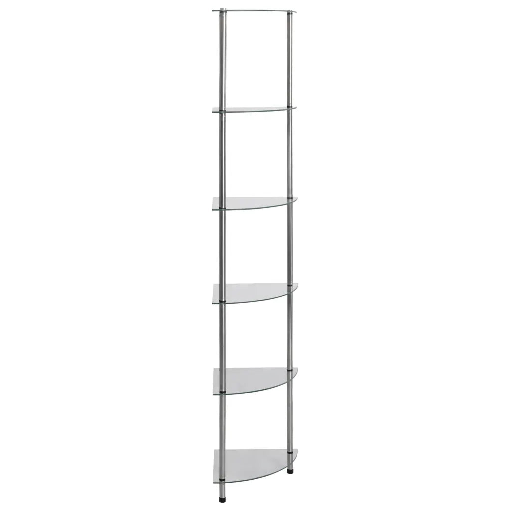 Scaffale a 6 Livelli Trasparente 30x30x160 cm Vetro Temperato 249517