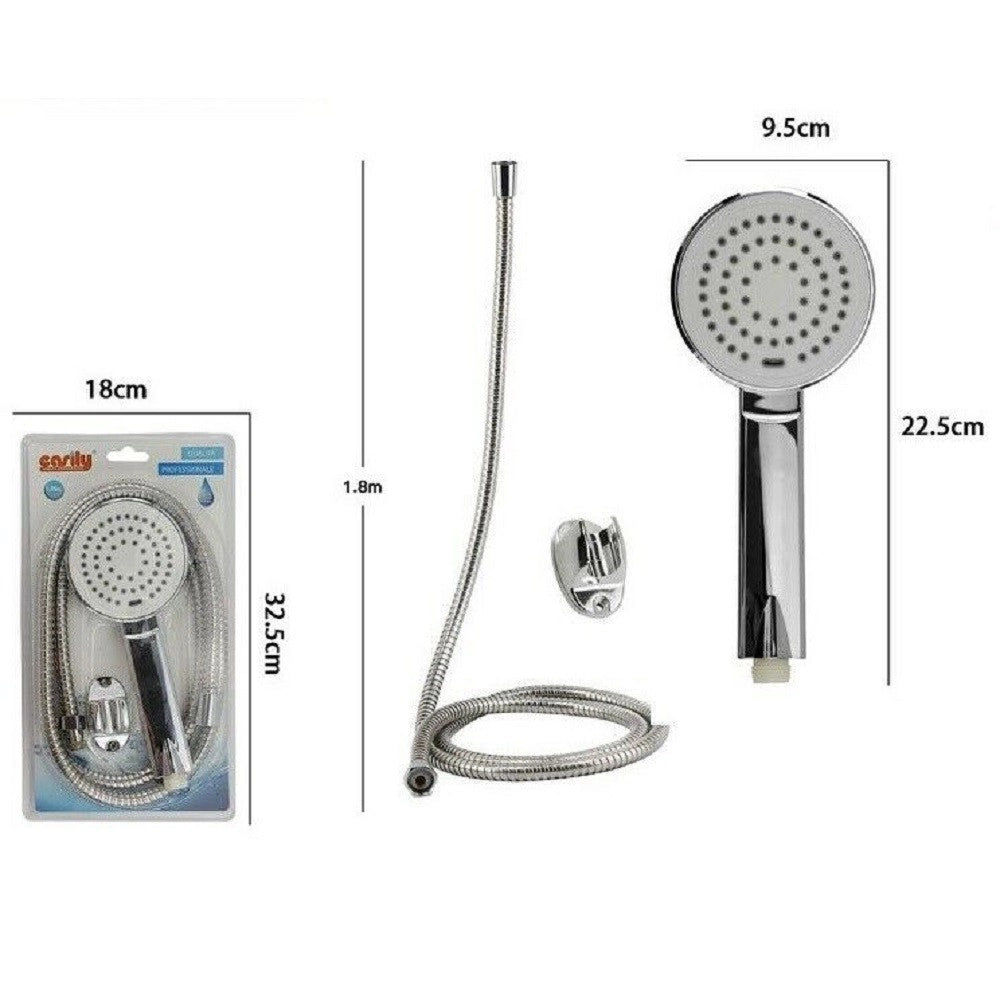 Trade Shop - Kit Doccetta Doccino Soffione Tondo Doccia Con Laccio 1,8mt Staffa 69334 Bagno -