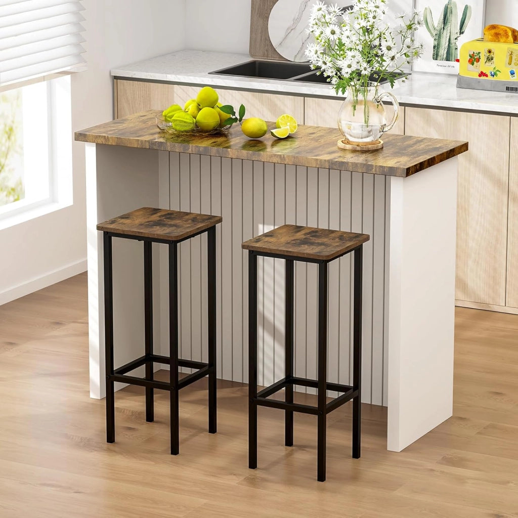 Set di 4 Sgabelli da Bar, Sgabelli Senza Schienale da 72 CM con Gambe in Metallo e Poggiapiedi, Sgabelli da Colazione per Cucina, Sgabelli di Altezza Industriale per Casa, Caffè e Bar