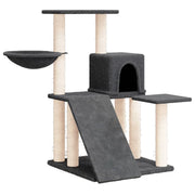 Tiragraffi per gatti torre per arrampicata giocattolo piattaforma per arrampicata con tiragraffi in sisal scuro 82 cm grigio 02_0022707