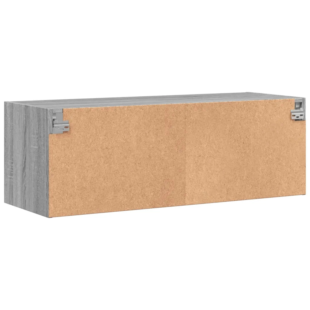 Armadietto a Muro | Mobile a Muro con Ante in Vetro Grigio Sonoma 102x37x35 cm