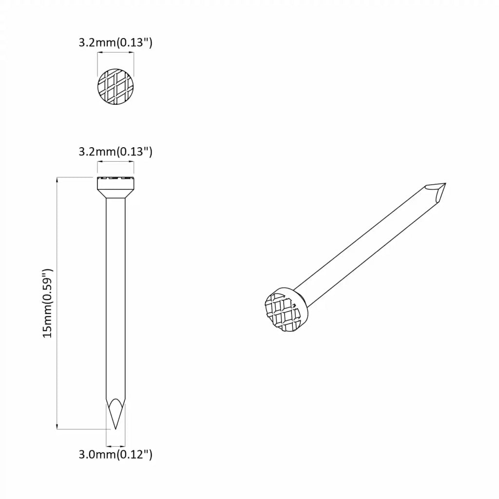 Chiodi per Legno 12 pz Argento ? 3 x 15 mm Metallo CFW9434085