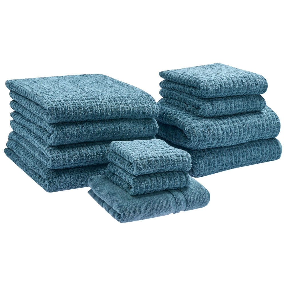 Set di 11 asciugamani Blu in cotone per ospiti Asciugamano da bagno e tappetino da bagno