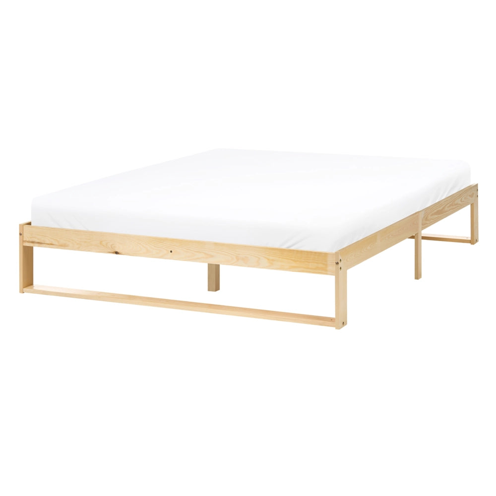 Letto matrimoniale in legno di pino 140 x 200 cm marrone chiaro stile minimalista