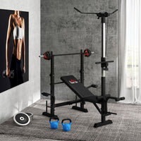 Panca Fitness 180x134x200 cm con Leg Press Squat Rack e Leg Extension in Acciaio e PU Nero e Argento