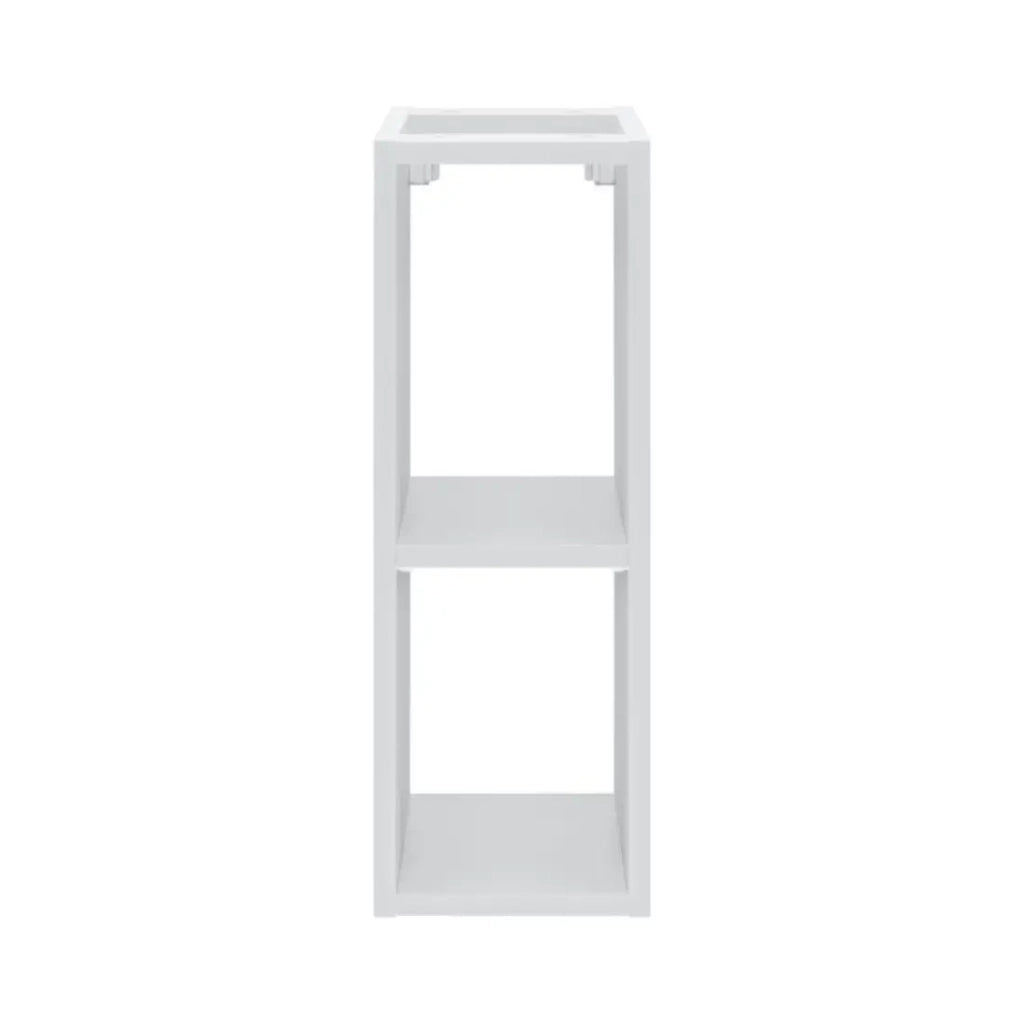 Set ICON bianco: mobili sottolavabo 140cm con nicchie visibili + due lavabi da appoggio blu + specchio + LED + colonna
