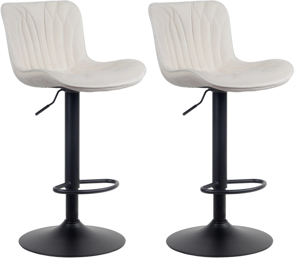 Set di 2 sgabelli da bar Linus crema,Velluto