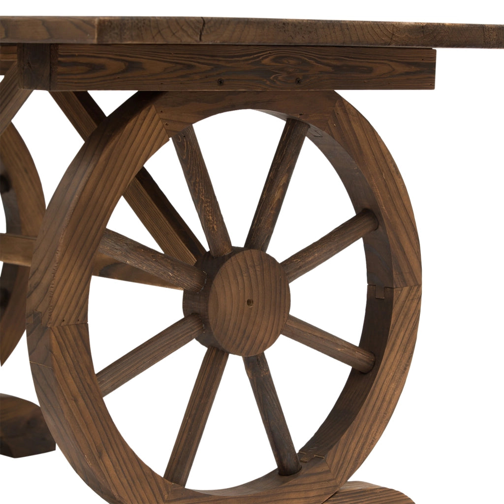 Tavolo da Giardino ¨C zephmum ¨C Legno di Abete, Gambe a Ruota, 110x60x65 cm
