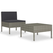 Set Divani da Giardino 2 pz | Set Salotto da Giardino con Cuscini in Polyrattan Grigio