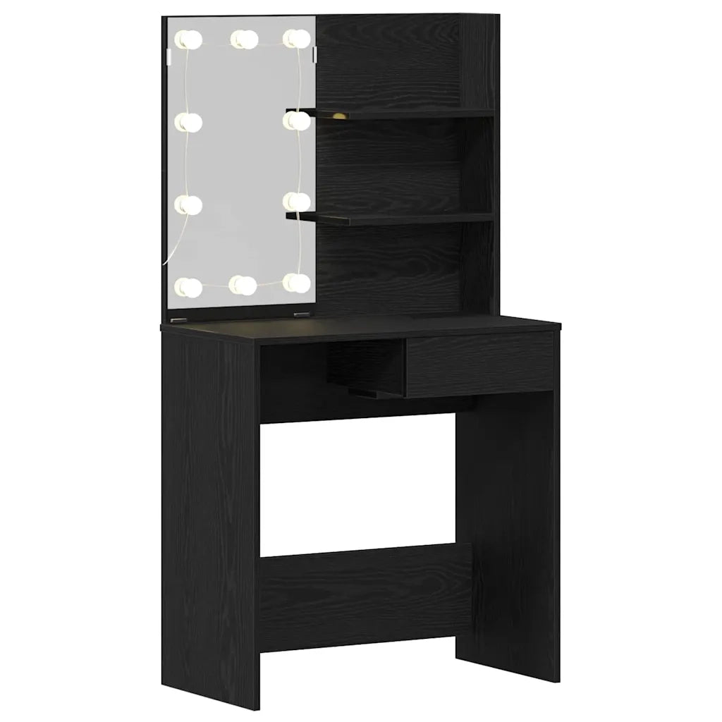 Toeletta | Tavolo da Trucco con cassetto Rovere Nero 74,5 x 40 x 141 cm