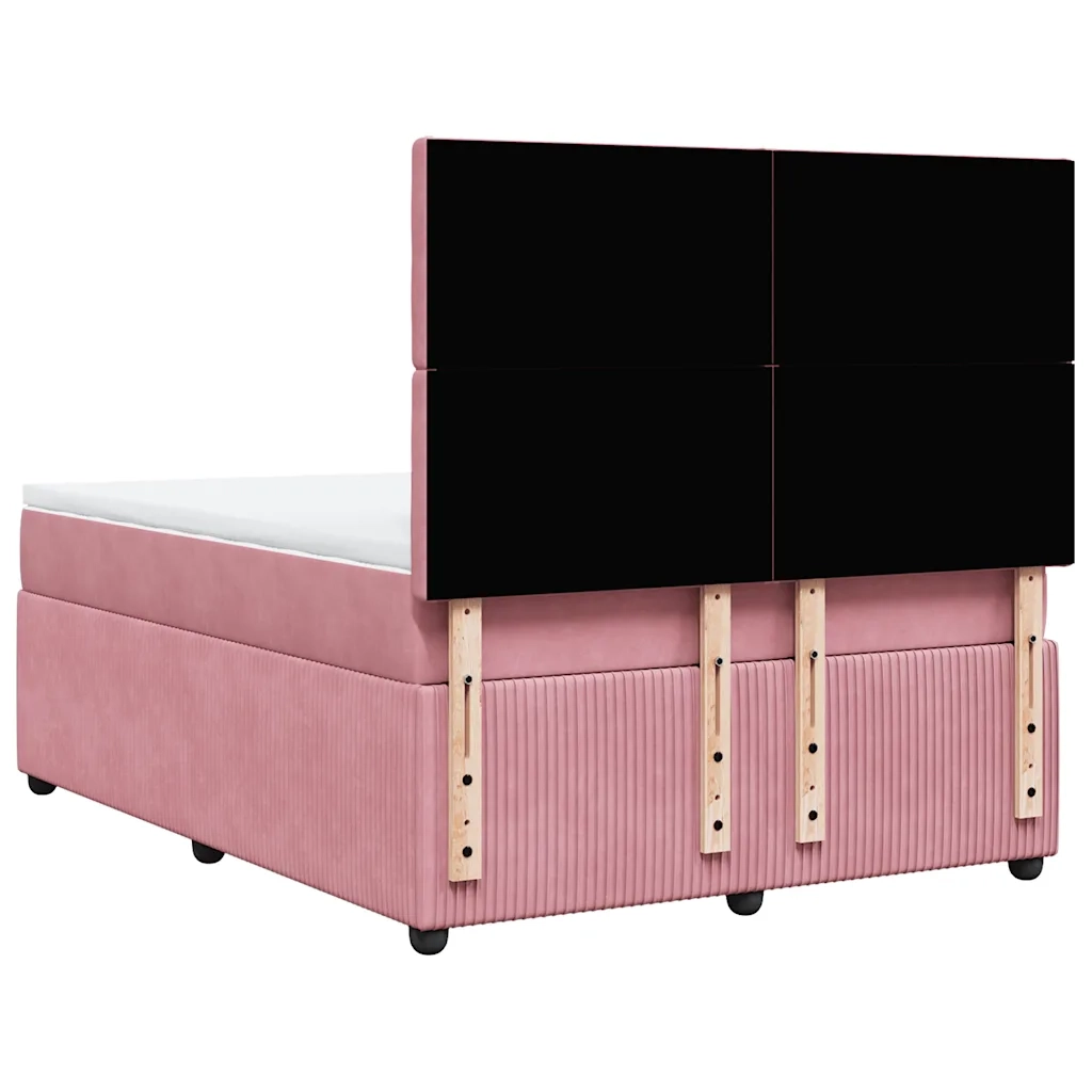 Giroletto a Molle con Materasso Rosa 140x200 cm in Velluto 3294675