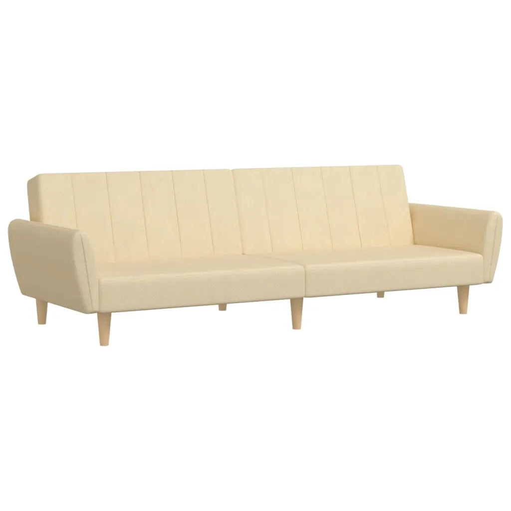 Divano Letto a 2 Posti Crema in Tessuto 375855