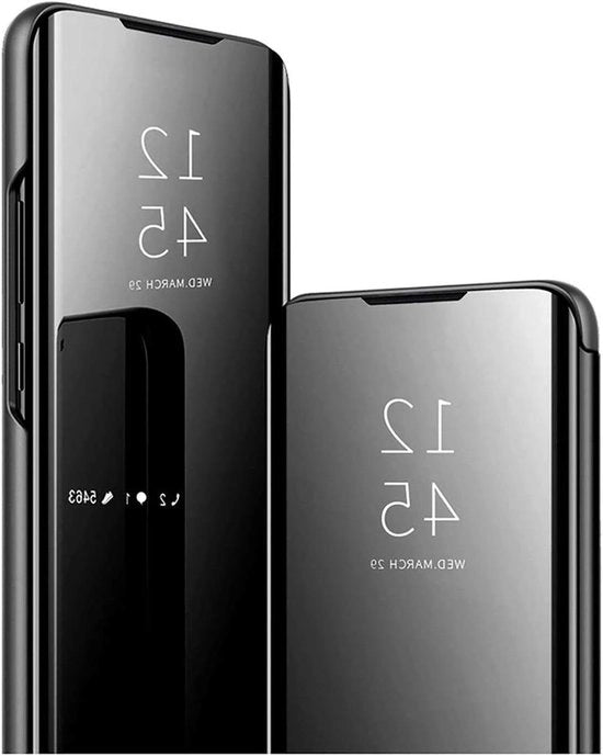 Custodia Plus - Stand per Samsung Galaxy S25 5G con Visualizzazione Riflessa e Standard. Nero. Protezione Schioccata con Standard Flessibile.