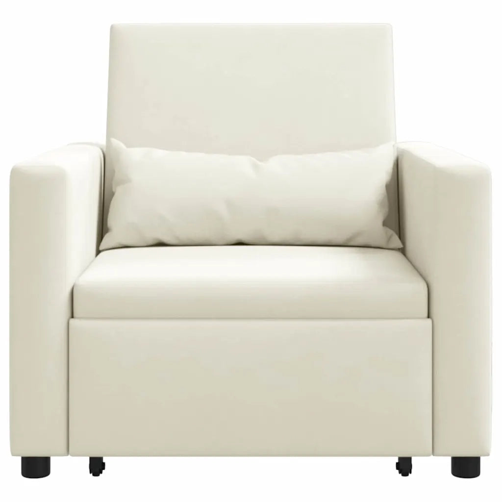 Divano letto | Sof¨¤ letto | Letto singolo estraibile singolo con ruote Crema Velluto