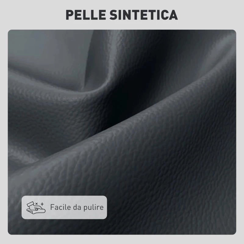 DIVANO 2 POSTI IN FINTA PELLE SENZA BRACCIOLI E TRAPUNTATO A BOTTONI, 115X73X83 CM, NERO