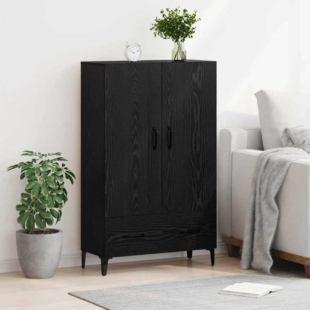 Credenza | Madia | Buffet da pranzo | Armadio da pranzo con cassetto Rovere Nero 70 x 31 x 115 cm