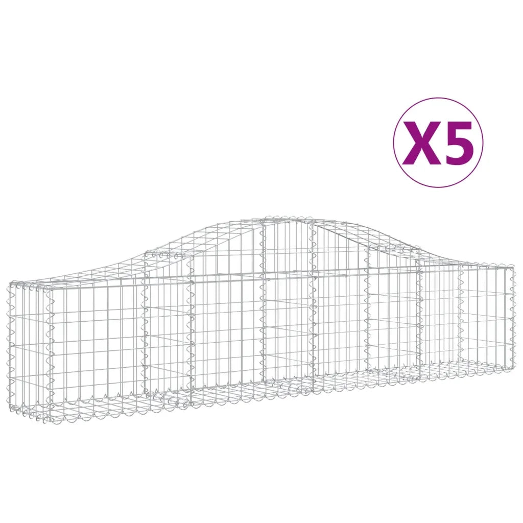 Cesti Gabbioni ad Arco 5 pz 200x30x40/60 cm Ferro Zincato 3145370