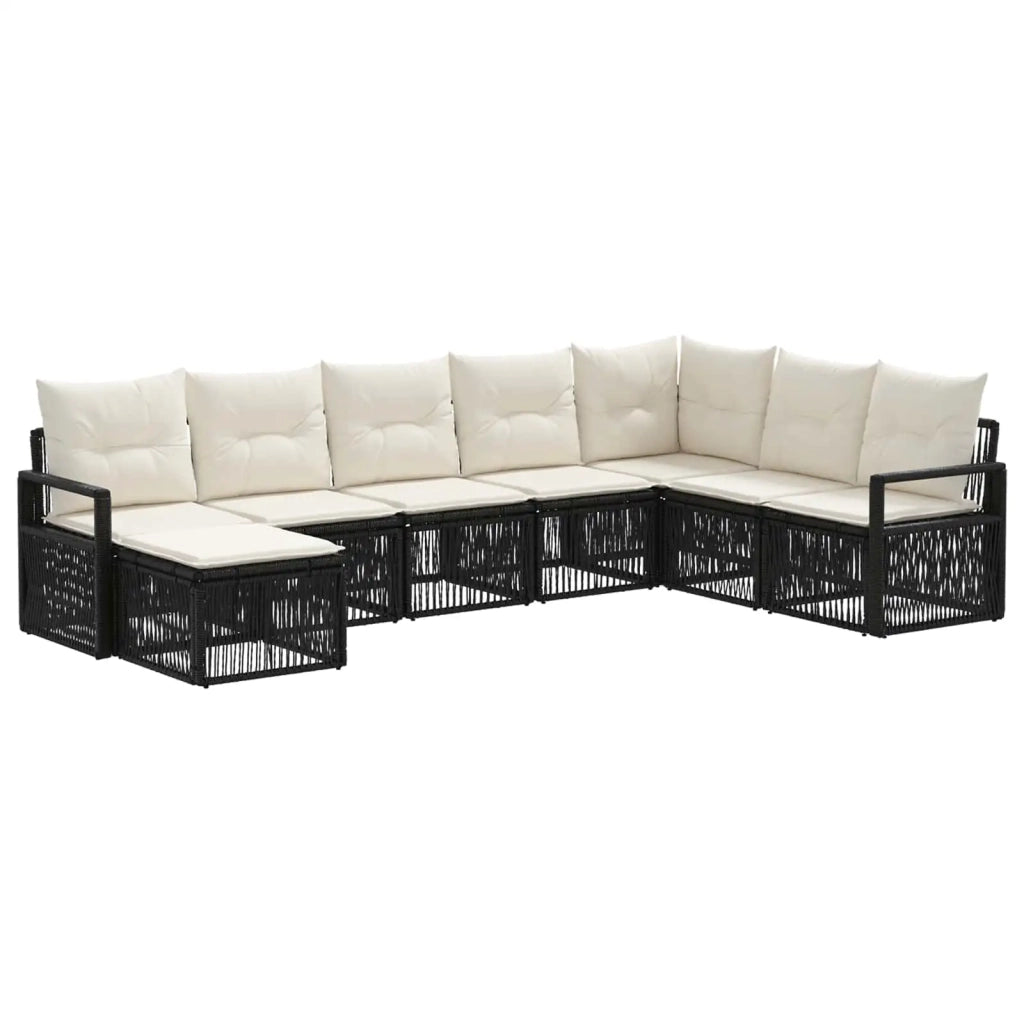 Set Divano da Giardino 8 pcs Nero polyrattan 3435802