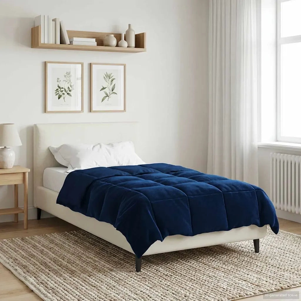 Duvet Invernale Trapuntato Blu Scuro 155 x 220 cm Microfibra 42026140