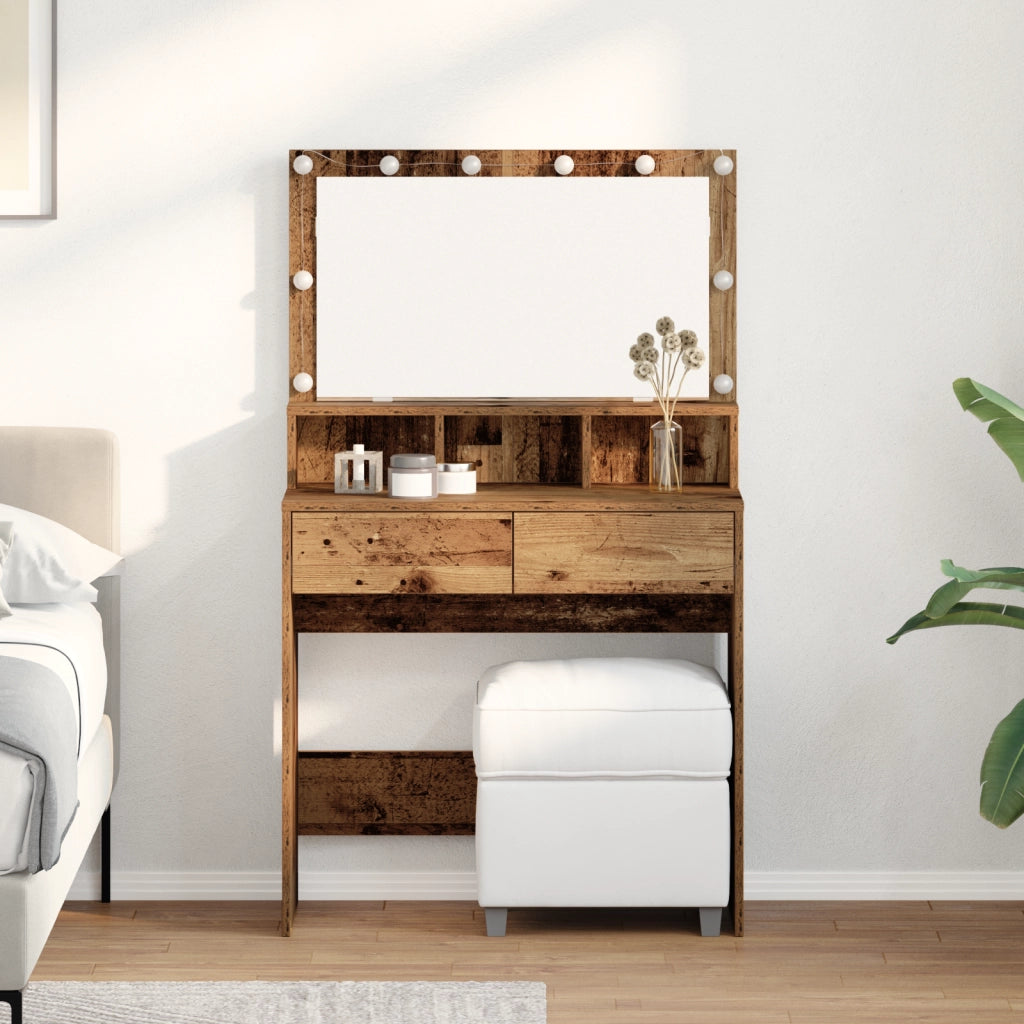 vidaXL Tavolo da Trucco con cassetto Legno vecchio 80 x 41 x 134.5 cm