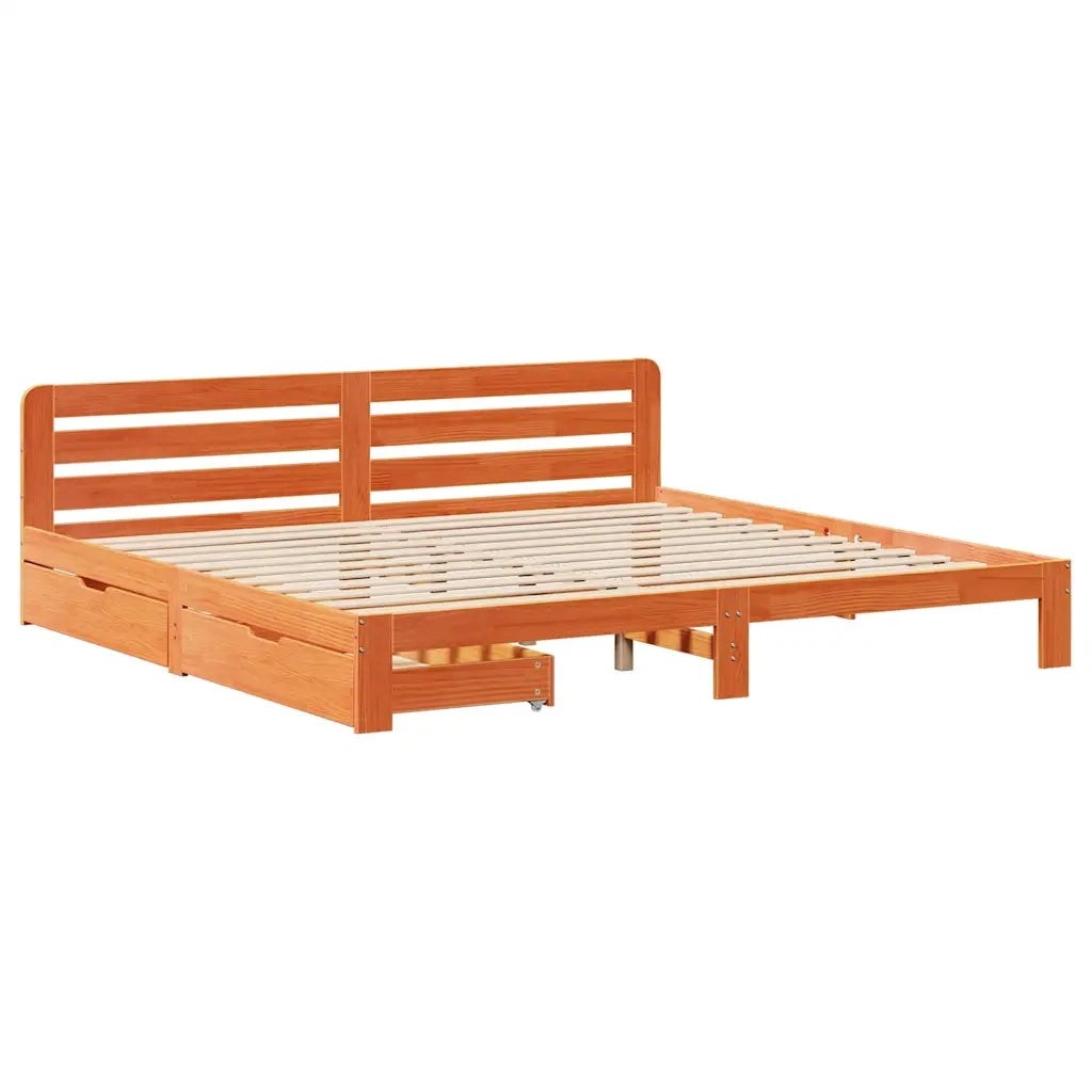 Giroletto senza Materasso Marrone Cera 200x200 cm Legno di Pino 3309859