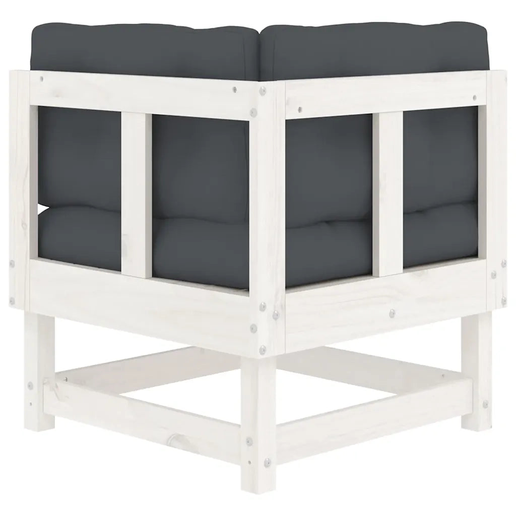 Divano componibile-Divani Angolari con Cuscini 2 pz Legno Massello di Pino Bianco 625668