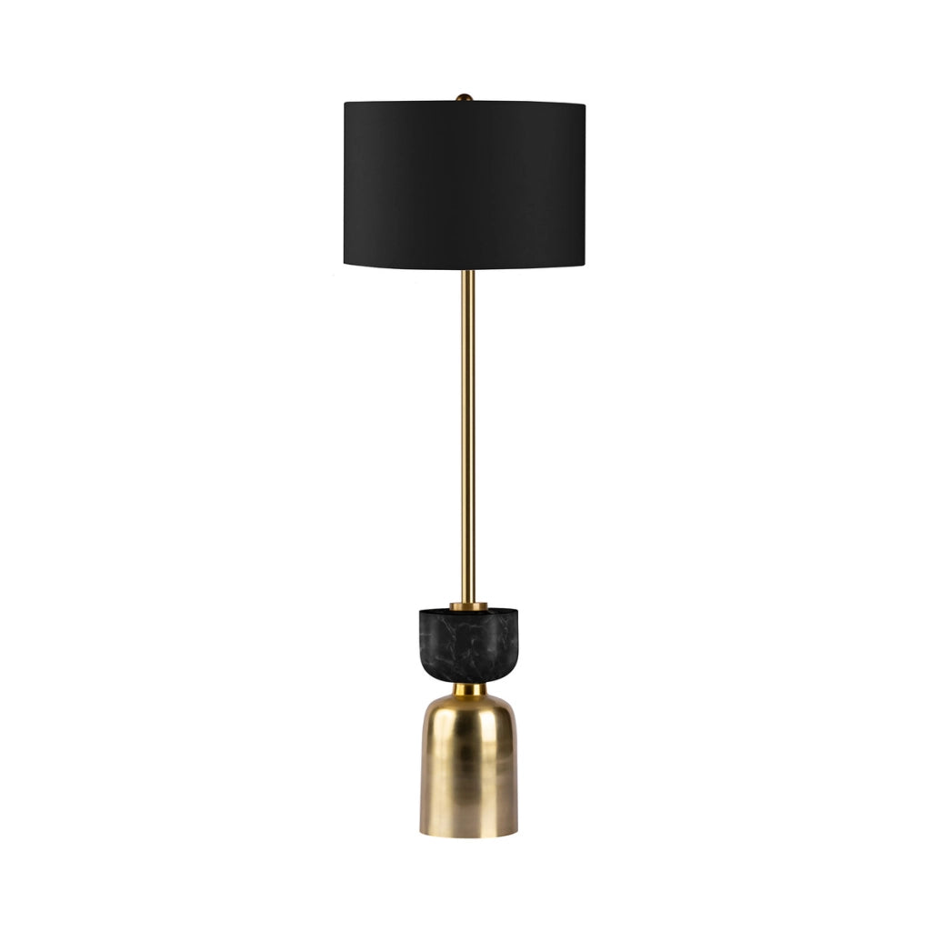 Lampada da terra Cirus in metallo dorato e marmo nero