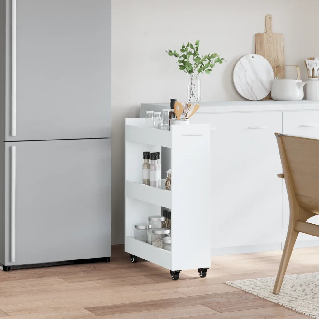 Mobile con Ruote Bianco 60x22x79 cm in Legno Multistrato 840415