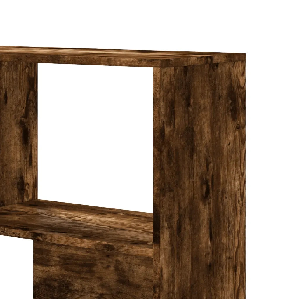 Libreria Angolare 4 Ripiani-Scaffale per Libri-Mobile di Stoccaggio Rovere Fumo 85x85x140 cm Truciolare