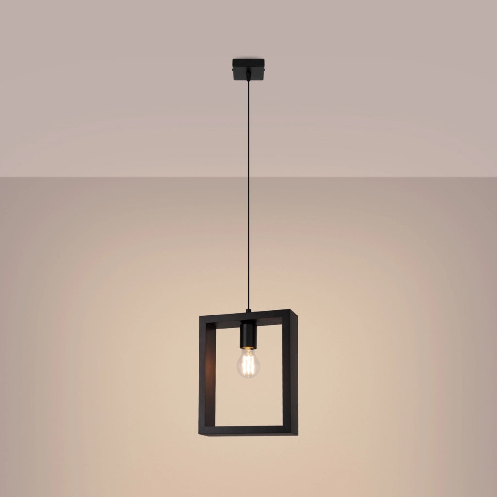 Lampada sospensione CELARO nera legno wengé E27 Pure Lume