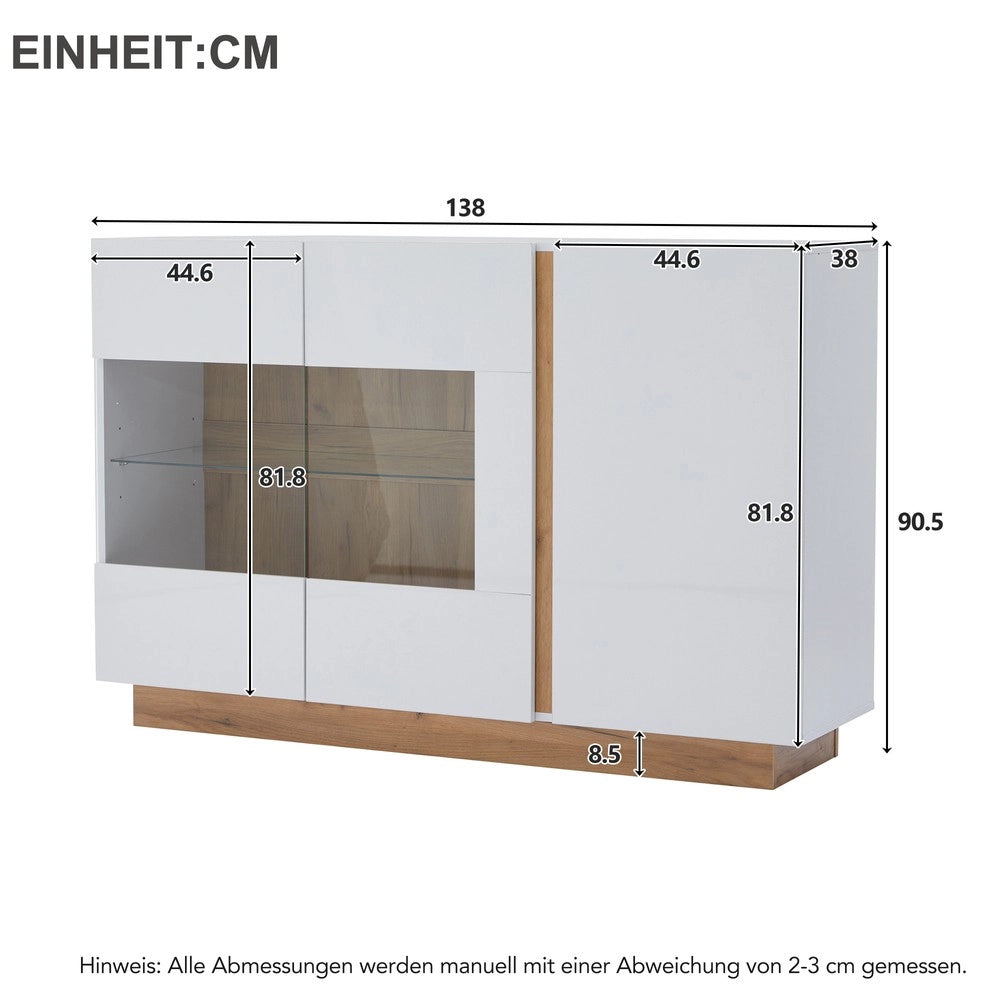 Consolle Ingresso ¨C MINIMAL ¨C Bianco Lucido, Legno, Vetro, 138x38x90,5cm