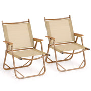 Set di 2 sedie da campeggio pieghevoli leggere ed ergonomiche 64 x 53 x 77 cm per uso esterno in alluminio beige 20_0011854