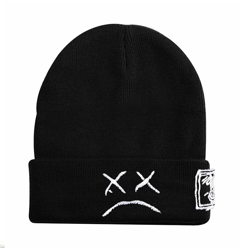 Cappelli lavorati a maglia ricamati alla moda, caldi cappelli invernali lavorati a maglia, neri
