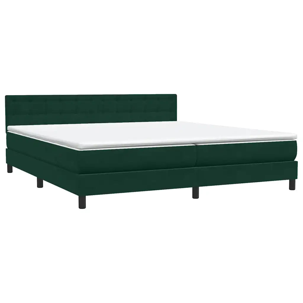 Giroletto a Molle con Materasso Verde Scuro 180x220 cm Velluto