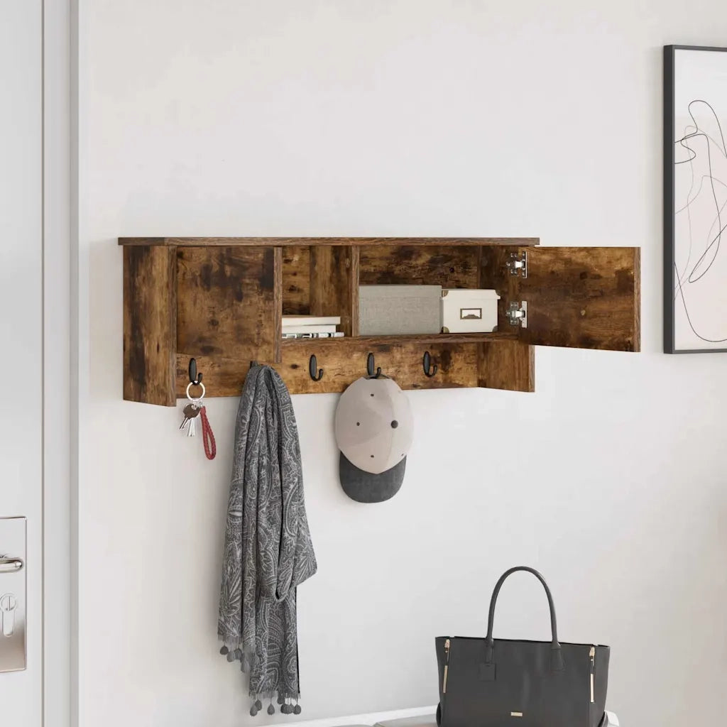 Appendiabiti a muro con lo scaffale Rovere fum¨¦ 80 x 20 x 30 cm CFW9107519