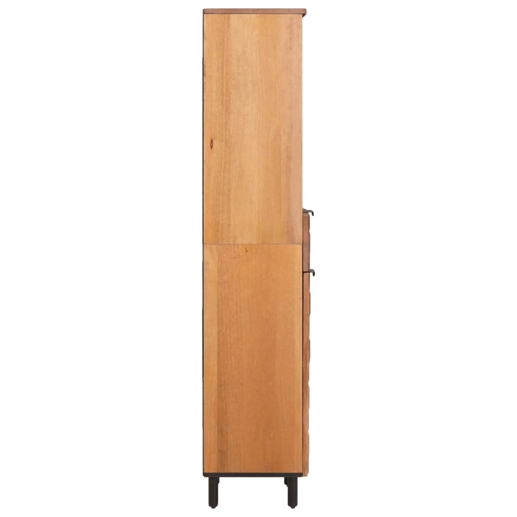 Mobiletto da bagno moderno con ripiano 38 x 33 x 160 cm pratico contenitore stile pulito legno di mango marrone 02_0057781