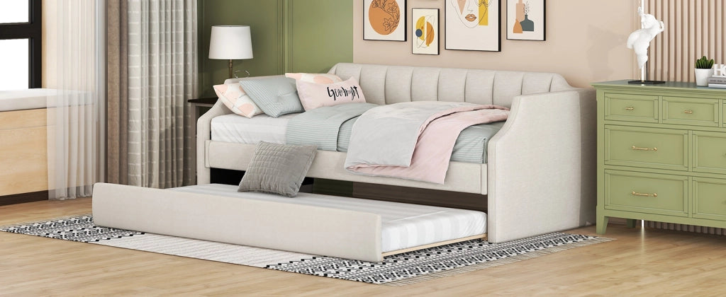 Letto giorno imbottito in cotone lino 90x200 cm