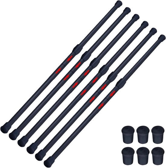 Maniglie per tende - Maniglie per tende senza fori - 6 pezzi - Nero - 40-70 cm e 75-106 cm