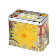 Trade Shop - Bicchiere Porta Spazzolino Decorazione A Fiori Gialli Accessorio Arredo Bagno -
