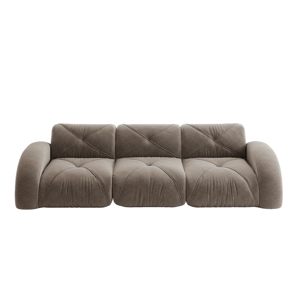 Divano Modulare 3 Posti in Tessuto Chenille ¨C MINIMAL ¨C Marrone, Senza Montaggio