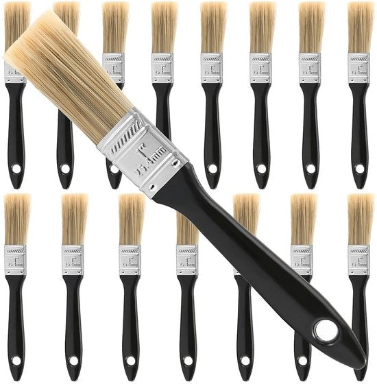 Set di pennelli per vernice 18 pezzi - pennelli professionali - manico in plastica trattato - per verniciare a mano - per la decorazione di pareti - mobili - arredamento - pennelli per vernice