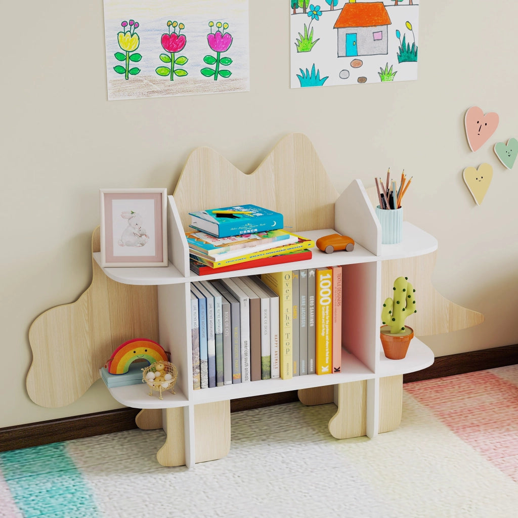 Libreria per bambini con 6 scomparti ¨C zephmum ¨C legno naturale 120x28x72cm