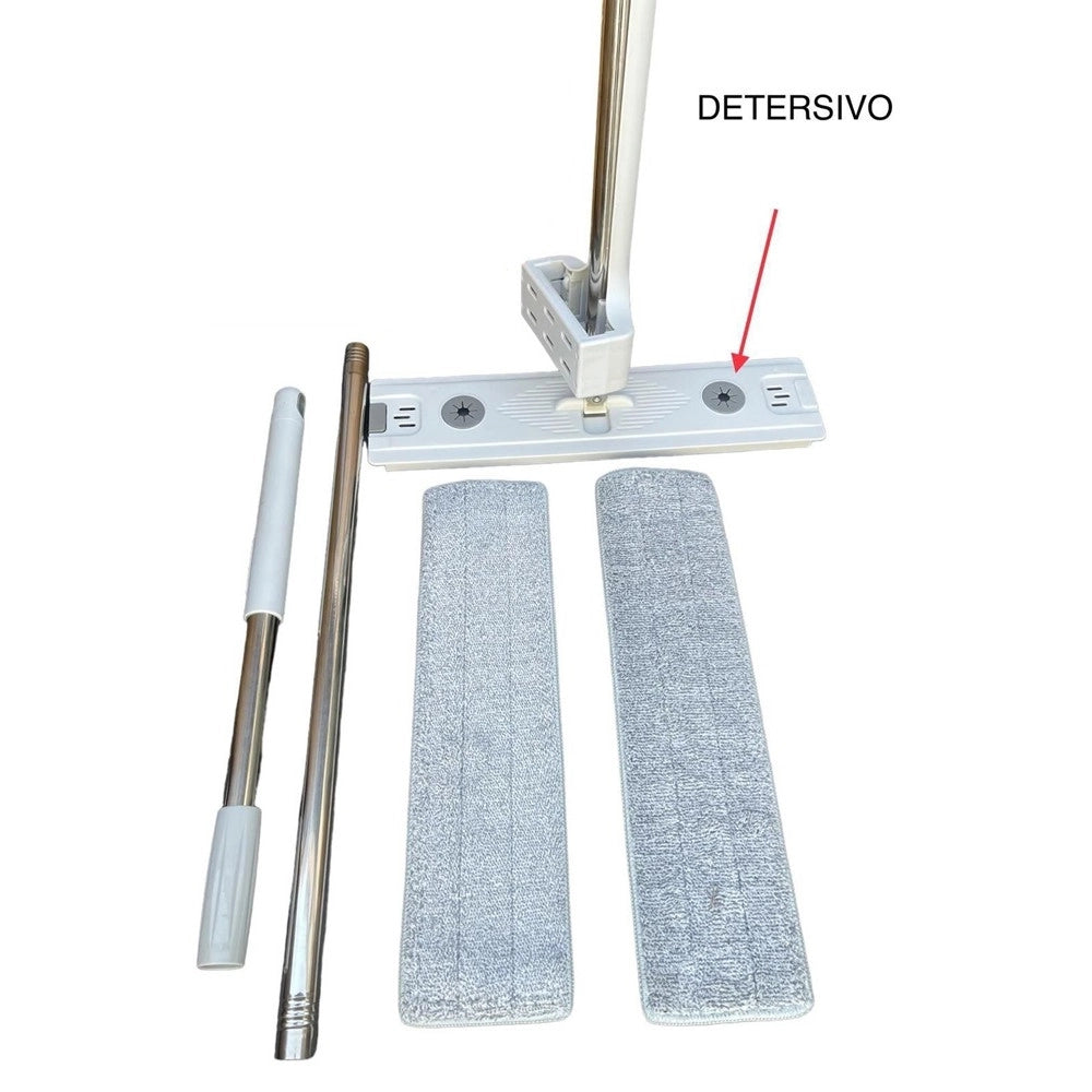 Trade Shop - Scopa Mocio Piatto Con Panni In Microfibra Strizzatore Per Pulizia Lava Pavimenti Casa -