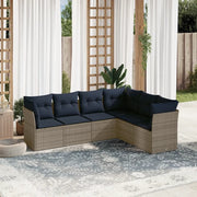 Set Divani da Giardino 6 pz con Cuscini Grigio in Polyrattan 3217681