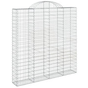 Gabbione cesto gabbia recinzione muro di contenimento ad arco 200 x 30 x 200/220 cm ferro zincato Argento 02_0040005