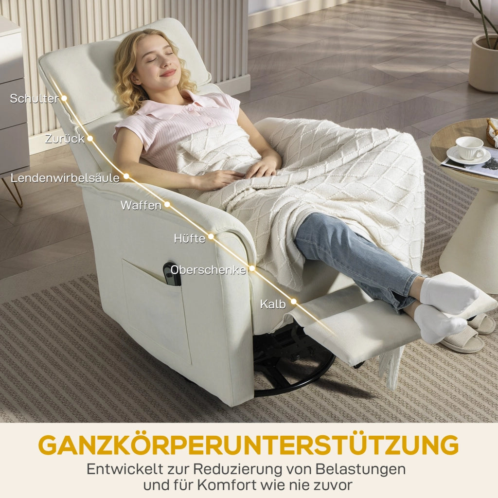 Poltrona Elettrica Reclinabile con Poggiapiedi ¨C zephmum ¨C Cremewei?