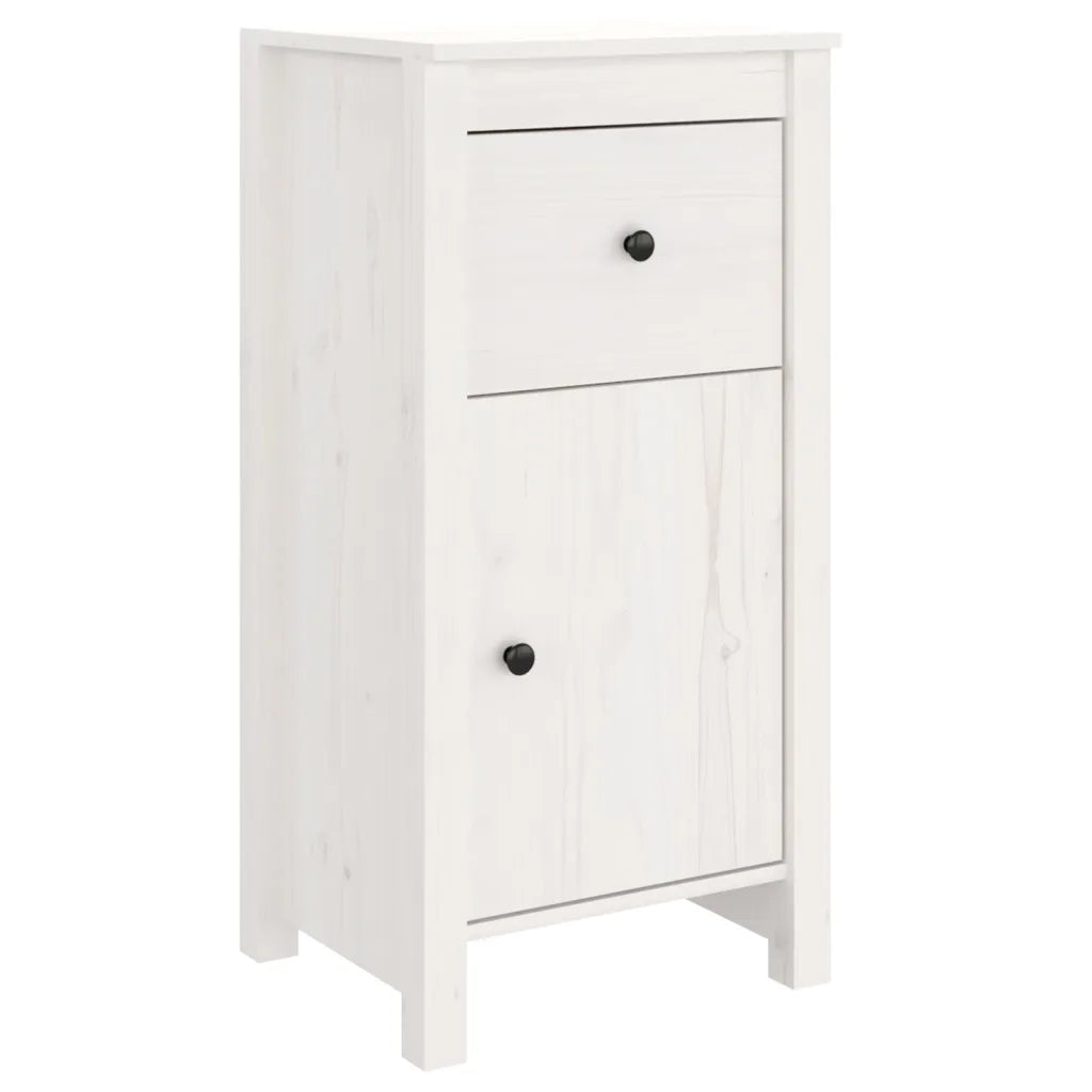 Credenza Bianca 40x35x80 cm in Legno Massello di Pino 813756