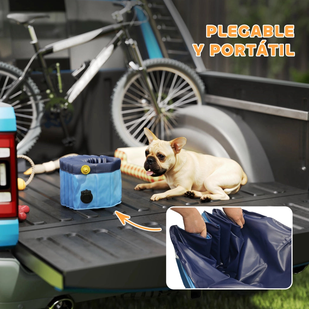 Piscina per Cani Pieghevole ¨C Xylo ¨C PVC Antiscivolo ?80x20cm Azzurro